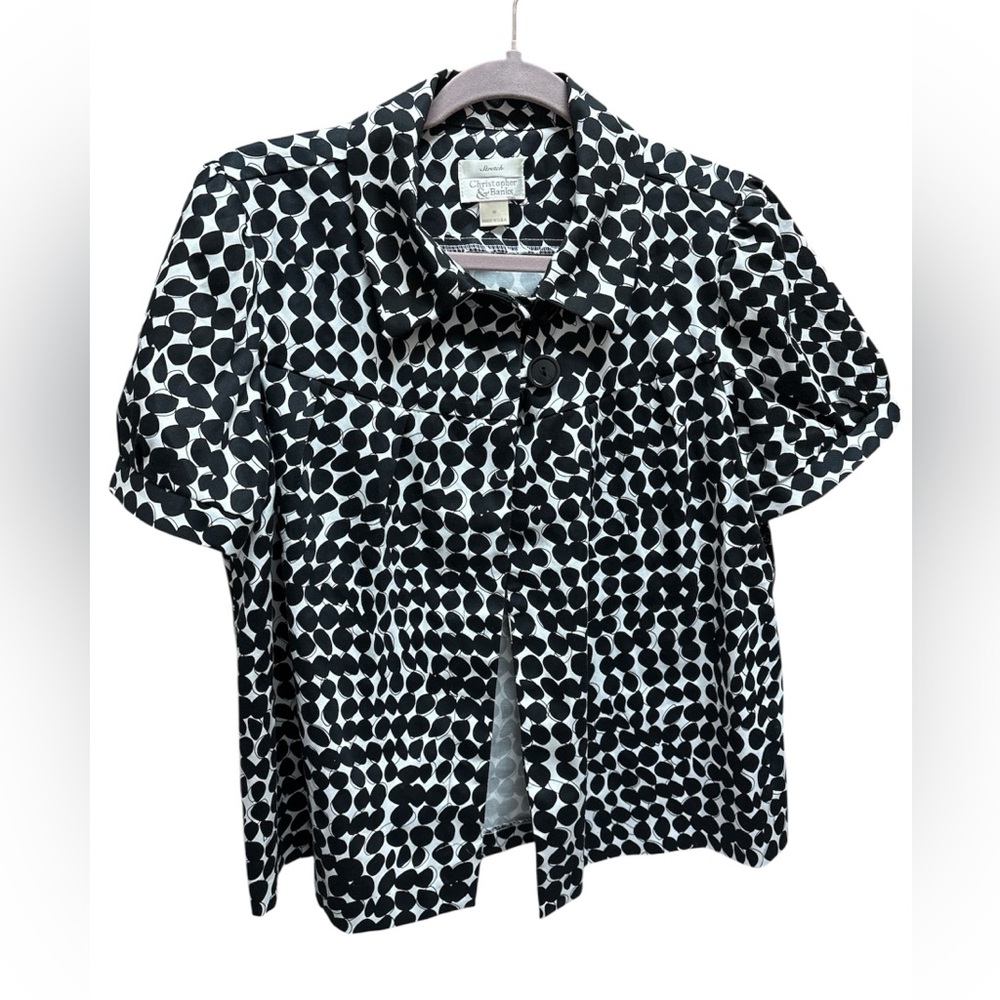 Christopher & Banks Short Sleeve Polka Dot Jacket
